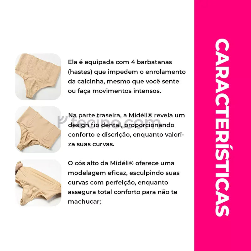 Midéli® - Calcinha Modeladora Comprime a Barriga Não Enrola (Compre 1, Leve 3)