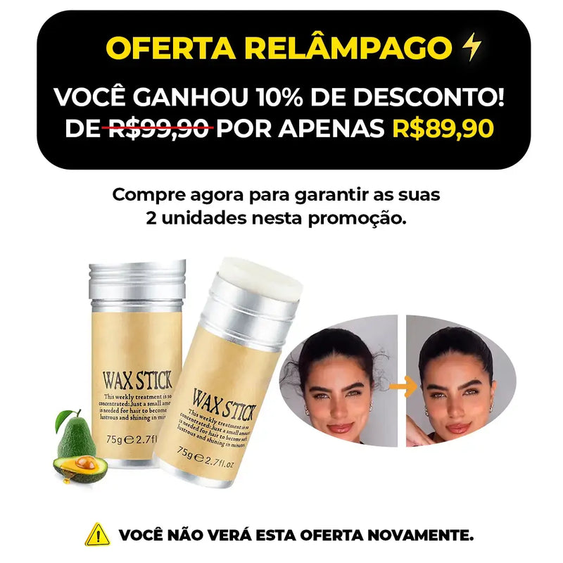 WaxStick™ - Finalizador para Cabelo Anti Frizz 100% Natural (Compre 1, Leve 2)